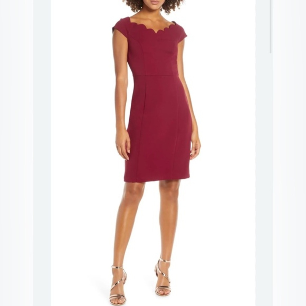 NWT | Harlyn Scallop Sheath Dress | Burgundy | Small (4)